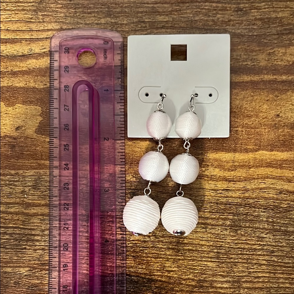 White Ball Drop Earrings
